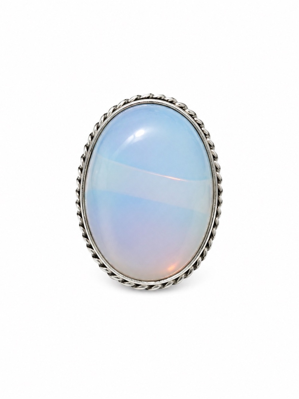 925 Stamped- Sterling Silver Handcrafted Opalite Oval Sterling-Style Ring